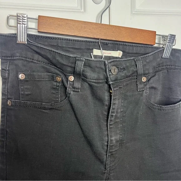 Levi’s 726 Flare Jeans Size 30 Black High Rise Stretch Denim - Picture 5 of 9